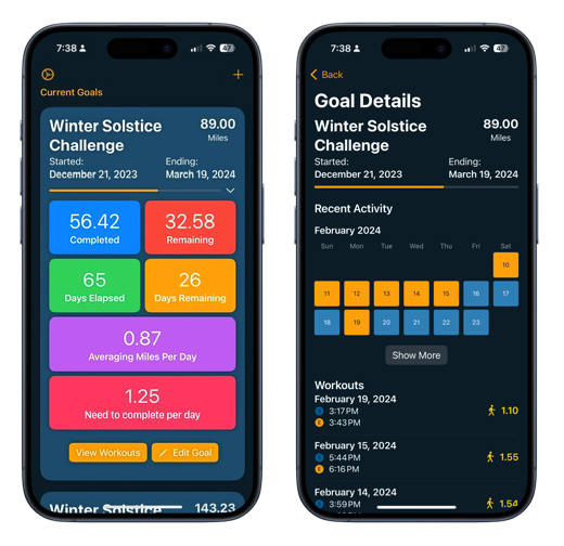 Distance Track running on iPhone